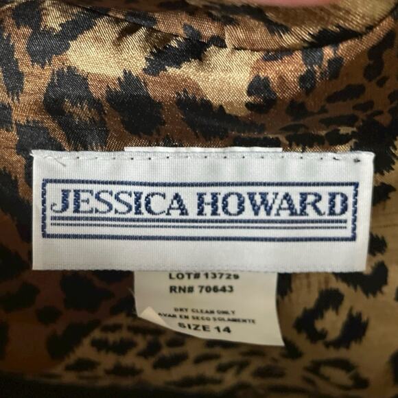 Jessica Howard Black Padded Shoulder Women’s Blazer Jacket Open Front Leopard 14 - Picture 9 of 9